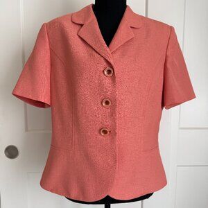 Women's Short Sleeve Suit Jacket by Le Suit Peach Color 12P Lined